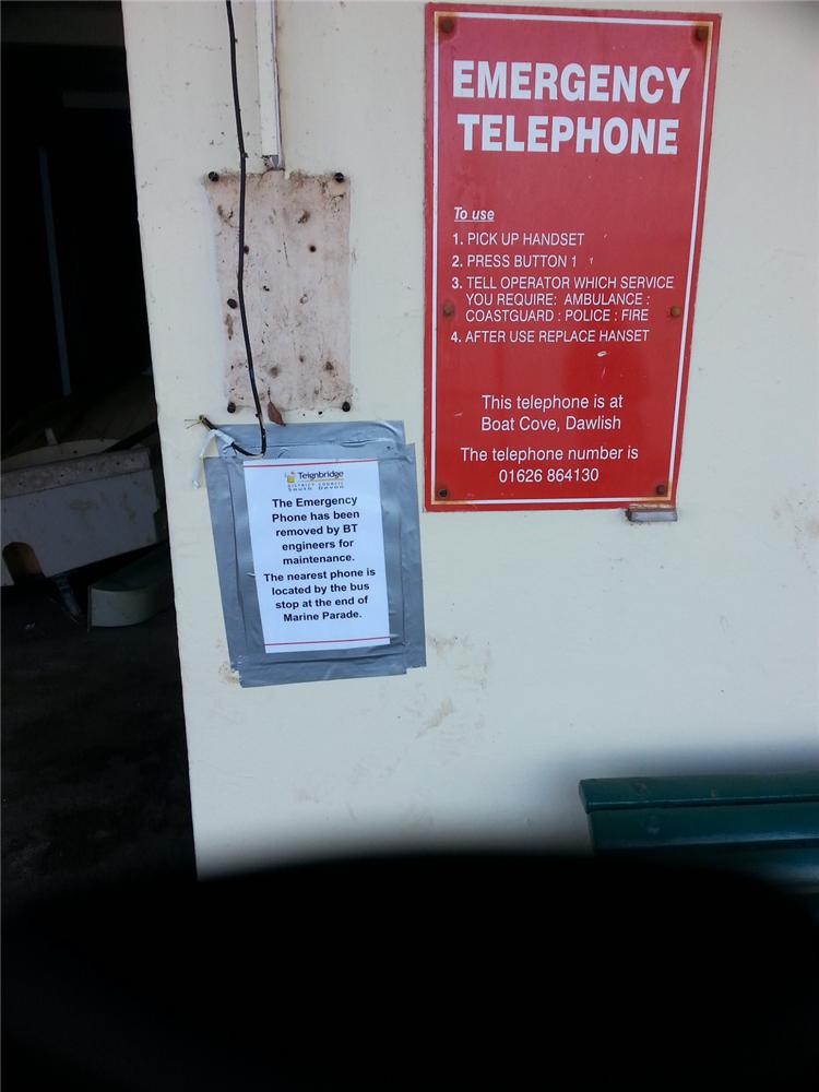 Emergency phone maintenance, Boat Cove, Dawlish.